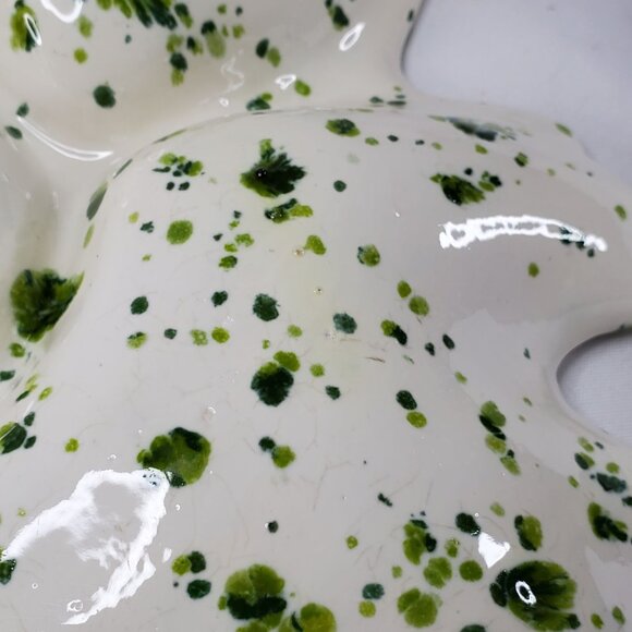 VTG Holland Mold Ceramic Serving Dish Tray 1972 Green & White Poinsettia Shape - Picture 9 of 14